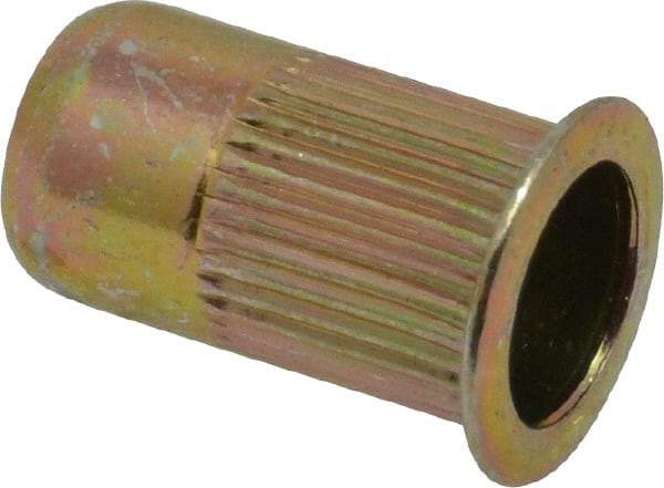 RivetKing - 0.13 to 0.225" Grip, Steel Standard Rivet Nut - Zinc Yellow Dichromate Finish, Flange Head - A1 Tooling