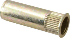 RivetKing - 1/4-20, 0.027 to 0.165" Grip, 25/64" Drill, Steel Closed End Knurled Rivet Nut - Zinc Yellow Dichromate Finish, Countersunk Head - A1 Tooling