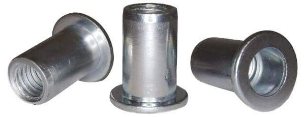 RivetKing - #10-32, 0.13 to 0.18" Grip, 1/4" Drill, Steel Standard Rivet Nut - Zinc Plated, Round Head - A1 Tooling