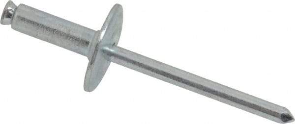 RivetKing - Size 8-18 Dome Head Steel Flush on Both Sides Blind Rivet - Steel Mandrel, 7/8" to 1-1/8" Grip, 5/8" Head Diam, 0.255" Min Hole Diam, 0.82" Length Under Head, 1/4" Body Diam - A1 Tooling