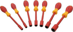 Wiha - 7 Piece 3/16 to 1/2" Insulated Nutdriver Set - Solid Shaft, Ergonomic Handle - A1 Tooling