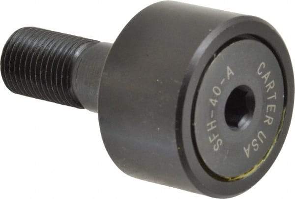 Made in USA - 1-1/4" Roller Diam x 3/4" Width, 1/2" Stud Diam x 1-1/4" Length, Stud Cam Follower - Steel, 5/8" Thread Length, 1/2-20 Thread, 3,144 Lb Dynamic Cap - A1 Tooling