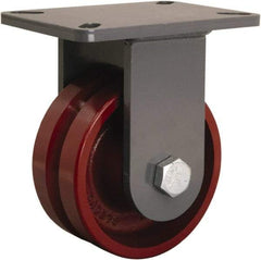 Hamilton - 6" Diam x 2-3/4" Wide, Iron Rigid Caster - 2,500 Lb Capacity, Top Plate Mount, 5-1/4" x 7-1/4" Plate, Straight Roller Bearing - A1 Tooling