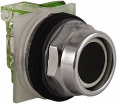 Schneider Electric - 30mm Mount Hole, Extended Straight, Pushbutton Switch with Contact Block - Black Pushbutton, Momentary (MO) - A1 Tooling