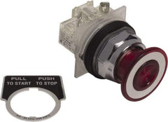 Schneider Electric - 30mm Mount Hole, Extended Mushroom Head, Pushbutton Switch Only - Round, Red Pushbutton, Nonilluminated, Maintained (MA), On-Off - A1 Tooling