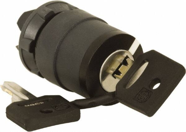 Schneider Electric - 22mm Mount Hole, 2 Position, Key Operated, Selector Switch Only - Black, Maintained (MA), Nonilluminated, Shock, Vibration and Water Resistant - A1 Tooling