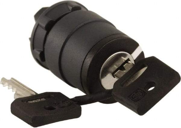 Schneider Electric - 22mm Mount Hole, 2 Position, Key Operated, Selector Switch Only - Black, Momentary (MO), Nonilluminated, Shock, Vibration and Water Resistant - A1 Tooling