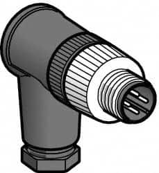 Telemecanique Sensors - 3 Amp, M12 4 Pin Elbowed Male Field Attachable Connector Sensor and Receptacle - 125 VAC, 150 VDC, IP67 Ingress Rating - A1 Tooling