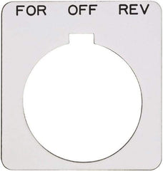 Schneider Electric - Square, Plastic Legend Plate - Forward-Off-Reverse - White Background, Black Letters, 1.22 Inch Hole Diameter, 1-3/4 Inch Square - A1 Tooling