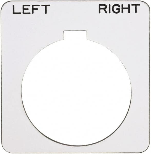 Schneider Electric - Square, Plastic Legend Plate - Left-Right - White Background, Black Letters, 1.22 Inch Hole Diameter, 1-3/4 Inch Square - A1 Tooling