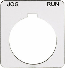 Schneider Electric - Square, Plastic Legend Plate - Jog-Run - White Background, Black Letters, 1.22 Inch Hole Diameter, 1-3/4 Inch Square - A1 Tooling