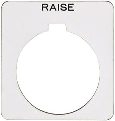 Schneider Electric - Square, Plastic Legend Plate - Raise - White Background, Black Letters, 1.22 Inch Hole Diameter, 1-3/4 Inch Square - A1 Tooling