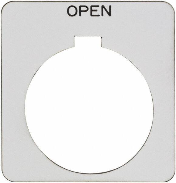 Schneider Electric - Square, Plastic Legend Plate - Open - White Background, Black Letters, 1.22 Inch Hole Diameter, 1-3/4 Inch Square - A1 Tooling