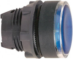 Schneider Electric - 22mm Mount Hole, Flush, Pushbutton Switch Only - Round, Blue Pushbutton, Illuminated, Momentary (MO) - A1 Tooling