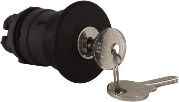 Schneider Electric - 22mm Mount Hole, Extended Mushroom Head, Pushbutton Switch Only - Round, Black Pushbutton, Nonilluminated, Maintained (MA) - A1 Tooling