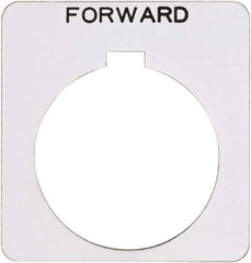 Schneider Electric - Square, Plastic Legend Plate - Forward - White Background, Black Letters, 1.22 Inch Hole Diameter, 1-3/4 Inch Square - A1 Tooling