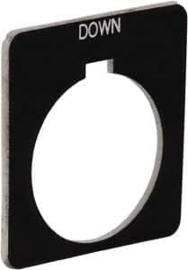 Schneider Electric - Square, Plastic Legend Plate - Down - Black Background, White Letters, 1.22 Inch Hole Diameter, 1-3/4 Inch Square - A1 Tooling