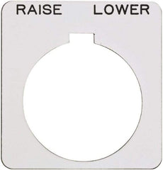 Schneider Electric - Square, Plastic Legend Plate - Raise-Lower - White Background, Black Letters, 1.22 Inch Hole Diameter, 1-3/4 Inch Square - A1 Tooling