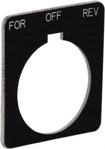 Schneider Electric - Square, Plastic Legend Plate - Forward-Off-Reverse - Black Background, White Letters, 1.22 Inch Hole Diameter, 1-3/4 Inch Square - A1 Tooling