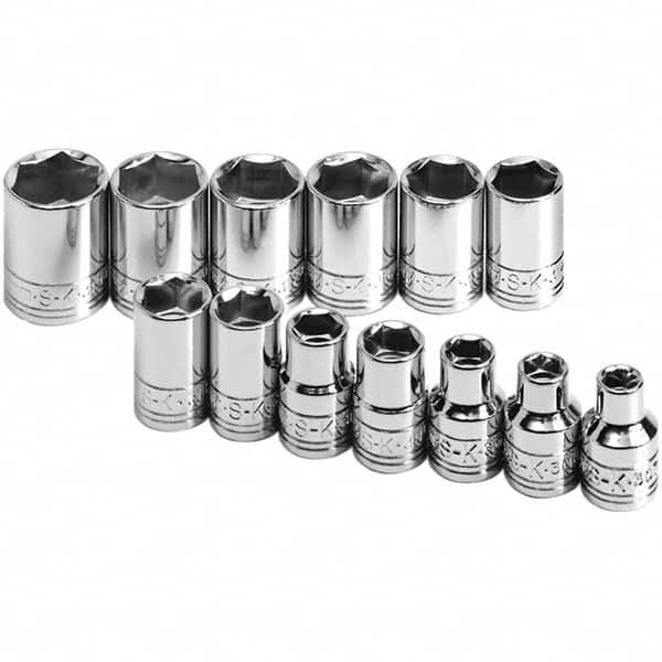 SK - 3/8" Drive Standard Socket Set - 7 to 19mm, Metric Measurement Standard - A1 Tooling