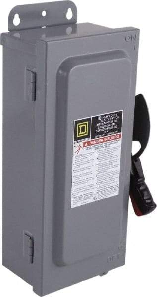 Square D - 100 Amp, 600 VAC/VDC, 3 Pole Nonfused Safety Switch - NEMA 12, 40 hp at 600 VAC, 50 hp at 600 VDC (Single Phase), 100 hp at 600 VAC, 50 hp at 600 VDC (Triple Phase), 3PST Contact Form - A1 Tooling