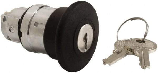 Schneider Electric - 22mm Mount Hole, Extended Mushroom Head, Pushbutton Switch Only - Round, Black Pushbutton, Nonilluminated, Maintained (MA) - A1 Tooling