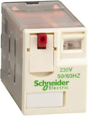 Schneider Electric - 750 VA Power Rating, Electromechanical Plug-in General Purpose Relay - 1 Amp at 250 VAC & 28 VDC, 2 Amp at 250 VAC & 28 VDC, 3 Amp at 277 VAC & 28 VDC, 4CO, 230 VAC at 50/60 Hz - A1 Tooling