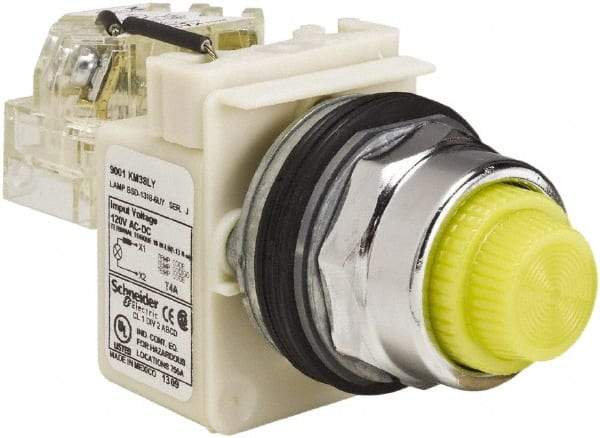 Schneider Electric - 120 VAC Yellow Lens LED Indicating Light - Screw Clamp Connector - A1 Tooling