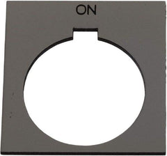 Schneider Electric - Square, Plastic Legend Plate - On - Silver Background, Black Letters, 1.2 Inch Hole Diameter, 1-3/4 Inch Square - A1 Tooling