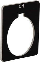 Schneider Electric - Square, Plastic Legend Plate - On - Black Background, White Letters, 1.2 Inch Hole Diameter, 1-3/4 Inch Square - A1 Tooling