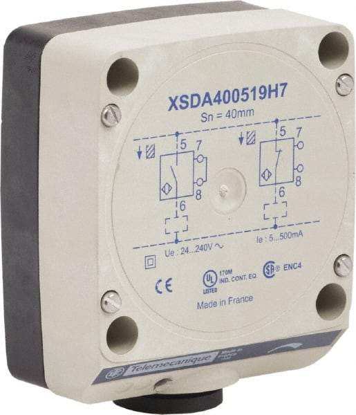 Telemecanique Sensors - NPN, PNP, NO/NC, 40mm Detection, Rectangular, Inductive Proximity Sensor - 2 Wires, IP67, 24 to 240 VAC, 80mm Wide - A1 Tooling