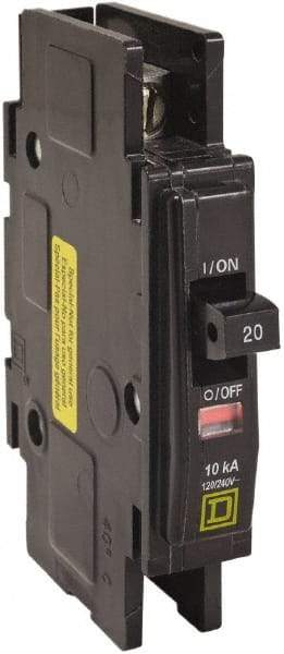 Square D - 15 Amp, 120/240 VAC, 1 Pole, DIN Rail Mounted, Flush Mount, Surface Mount Miniature Circuit Breaker - Thermal Magnetic Trip, 10 kA at 120/240 VAC Breaking Capacity, 14-2 (Aluminum), 14-2 (Copper) AWG, 74mm Deep x 103mm High x 19mm Wide - A1 Tooling