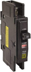 Square D - 15 Amp, 120/240 VAC, 1 Pole, DIN Rail Mounted, Flush Mount, Surface Mount Miniature Circuit Breaker - Thermal Magnetic Trip, 10 kA at 120/240 VAC Breaking Capacity, 14-2 (Aluminum), 14-2 (Copper) AWG, 74mm Deep x 103mm High x 19mm Wide - A1 Tooling