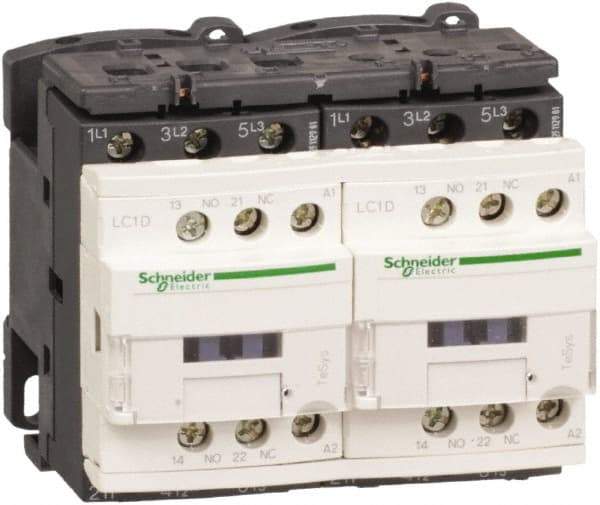 Schneider Electric - 3 Pole, 110 Coil VAC at 50/60 Hz, 12 Amp at 440 VAC, Reversible IEC Contactor - 1 Phase hp: 1 at 115 VAC, 2 at 230/240 VAC, 3 Phase hp: 10 at 575/600 VAC, 3 at 200/208 VAC, 3 at 230/240 VAC, 7.5 at 460/480 VAC - A1 Tooling