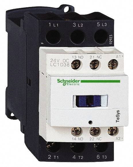 Schneider Electric - 3 Pole, 24 Coil VDC, 38 Amp at 440 VAC, Nonreversible IEC Contactor - Bureau Veritas, CCC, CSA, CSA C22.2 No. 14, DNV, EN/IEC 60947-4-1, EN/IEC 60947-5-1, GL, GOST, LROS, RINA, RoHS Compliant, UL 508, UL Listed - A1 Tooling