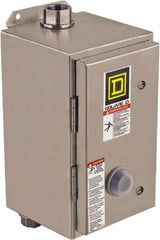 Square D - 220 Coil VAC at 50 Hz, 240 Coil VAC at 60 Hz, 27 Amp, NEMA Size 1, Nonreversible Enclosed Enclosure NEMA Motor Starter - 3 Phase hp: 10 at 460 VAC, 10 at 575 VAC, 7-1/2 at 200 VAC, 7-1/2 at 230 VAC, 4x Enclosure Rating - A1 Tooling