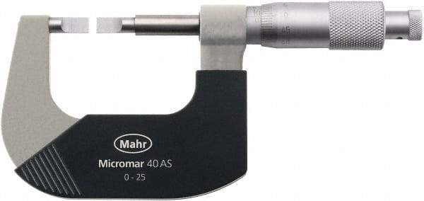 Mahr - 2" to 3" Mechanical Satin Chrome Coated Blade Micrometer - 0.0001" Graduation, 0.031" Blade Thickness, Ratchet Thimble, Rotating Spindle - A1 Tooling