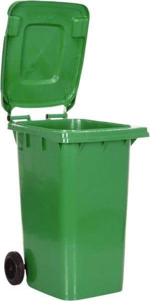 Vestil - 64 Gal Green Rectangle Trash Can - Polyethylene, None Graphic, 39-15/16" High x 28-1/2" Long x 23-1/2" Wide, Lid Included - A1 Tooling