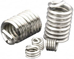 Heli-Coil - Single Insert, #3-48 UNC, 1D, Stainless Steel Screw Locking Insert - 2-7/8 Free Coils, 0.099 Inch Overall Length, 0.128 to 5/36 Inch Outside Diameter, with Tang, Bright Finish, 304 Material Grade - Exact Industrial Supply