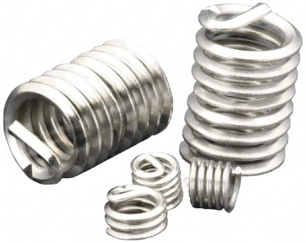 Heli-Coil - Single Insert, 7/16-20 UNF, 2D, Stainless Steel Screw Locking Insert - 14-5/8 Free Coils, 7/8 Inch Overall Length, 0.524 to 0.549 Inch Outside Diameter, with Tang, Bright Finish, 304 Material Grade - Exact Industrial Supply