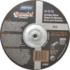 Norton - 24 Grit, 9" Wheel Diam, 1/4" Wheel Thickness, Type 27 Depressed Center Wheel - Aluminum Oxide, 6,600 Max RPM, Compatible with Angle Grinder - A1 Tooling