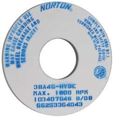 Norton - 14" Diam x 5" Hole x 1" Thick, H Hardness, 46 Grit Surface Grinding Wheel - Aluminum Oxide, Type 1, Coarse Grade, 1,800 Max RPM, Vitrified Bond, No Recess - A1 Tooling