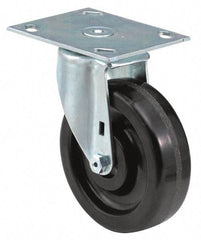 E.R. Wagner - 6" Diam x 2" Wide x 7-1/2" OAH Top Plate Mount Swivel Caster - Polyurethane, 900 Lb Capacity, Delrin Bearing, 4 x 4-1/2" Plate - A1 Tooling