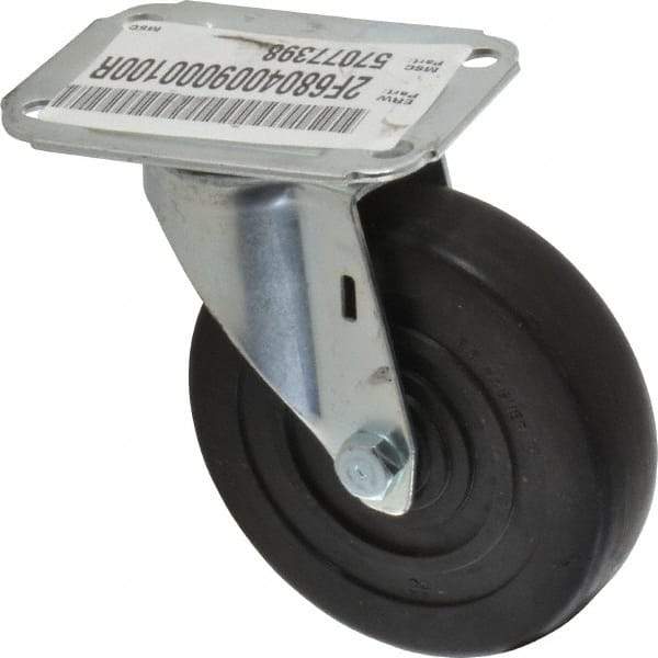 E.R. Wagner - 4" Diam x 1" Wide x 4-13/16" OAH Top Plate Mount Swivel Caster - Hard Rubber, 140 Lb Capacity, Delrin Bearing, 2-3/4 x 3-3/4" Plate - A1 Tooling