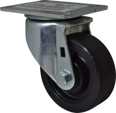 E.R. Wagner - 3-1/2" Diam x 1-1/4" Wide x 4-5/8" OAH Top Plate Mount Swivel Caster - Polypropylene, 250 Lb Capacity, Delrin Bearing, 3-1/8 x 4-1/8" Plate - A1 Tooling