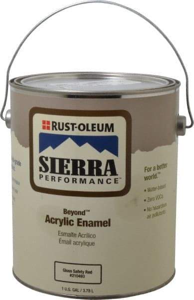 Rust-Oleum - 1 Gal Safety Red Semi Gloss Finish Acrylic Enamel Paint - Interior/Exterior, <0 gL VOC Compliance - A1 Tooling