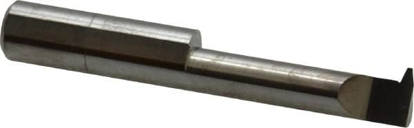 Accupro - 1-1/4" Cutting Depth, 10 Max TPI, 0.36" Diam, Acme Internal Thread, Solid Carbide, Single Point Threading Tool - Bright Finish, 2-1/2" OAL, 3/8" Shank Diam, 0.085" Projection from Edge, 29° Profile Angle - Exact Industrial Supply