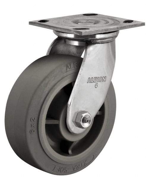 Albion - 4" Diam x 2" Wide x 5-5/8" OAH Top Plate Mount Swivel Caster - Glass Filled Nylon, 800 Lb Capacity, Delrin Bearing, 4 x 4-1/2" Plate - A1 Tooling