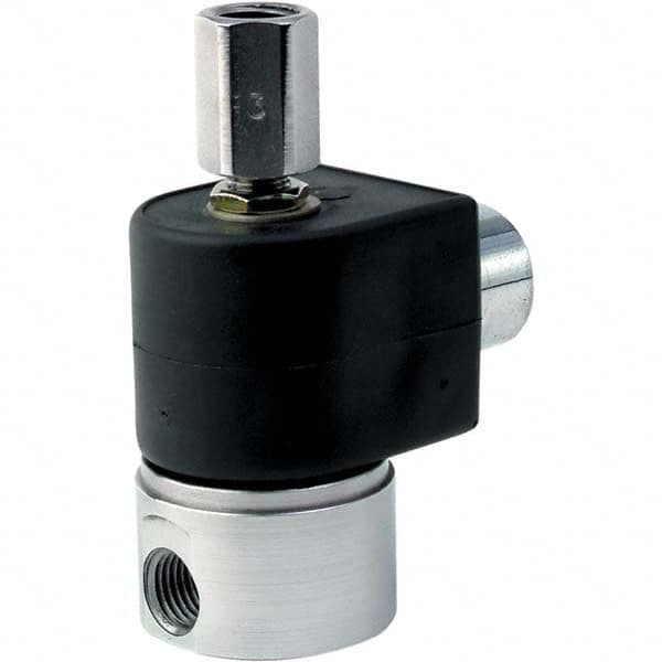 Solenoid Valve: 3-Way, 1/8″ Port Normally Closed, Stainless Steel, NBR Seal, 120/60 to 110/50Vac