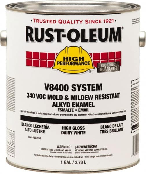 Rust-Oleum - 1 Gal High Gloss Dairy White Enamel - 250 to 425 Sq Ft/Gal Coverage, <340 g/L VOC Content - A1 Tooling